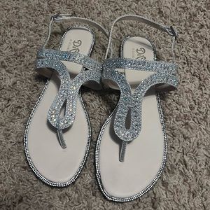Diva Champagne flat sandal with silver crystal